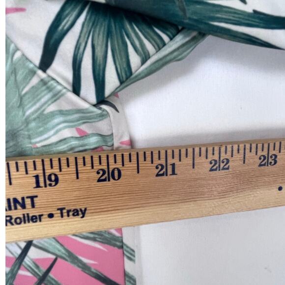 Bad Birdie Mens Med Pink/Green Palm Leaf Short Sleeve Vacation Golf Polo Shirt - Picture 4 of 7